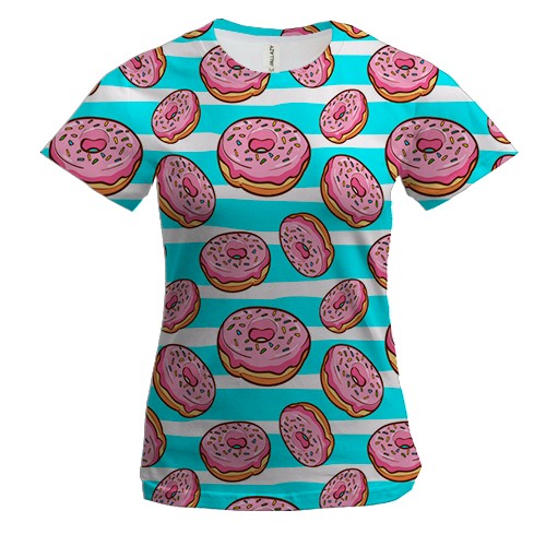 Жіноча 3D футболка Donut pattern