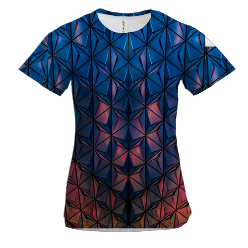 Женская 3D футболка Low poly pattern.