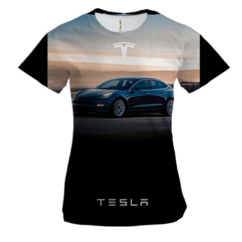 Жіноча 3D футболка Dark blue Tesla