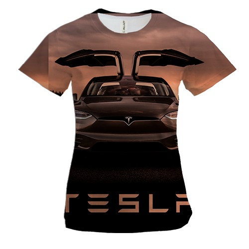 Женская 3D футболка Black Tesla