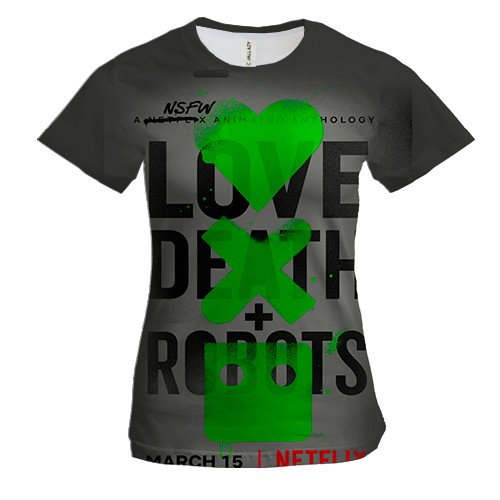 Женская 3D футболка Любовь Смерть Роботы