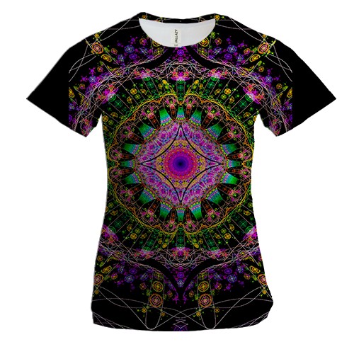 Жіноча 3D футболка Неонова мандала