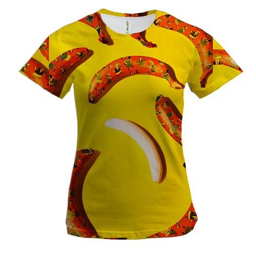 Женская 3D футболка Банан с принтом