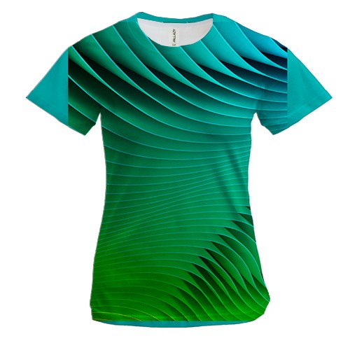 Жіноча 3D футболка зелені хвилі