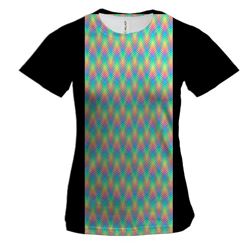 Жіноча 3D футболка Райдужна Зигзаг абстракція