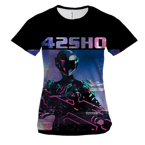 Женская 3D футболка 42SHO робот с оружием