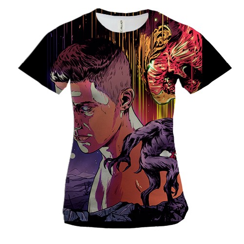 Женская 3D футболка Любовь смерть и роботы. оборотни