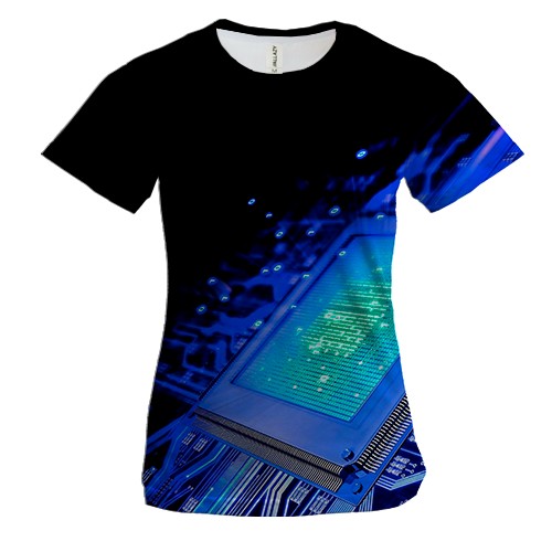 Жіноча 3D футболка блакитна мікросхема