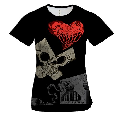 Жіноча 3D футболка Любов смерть і роботи. арт