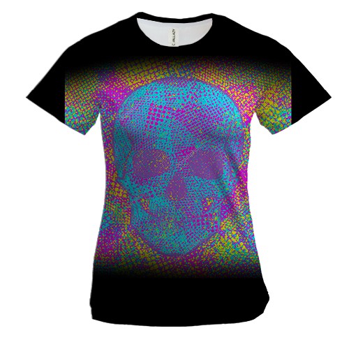 Жіноча 3D футболка Череп з неонових точок