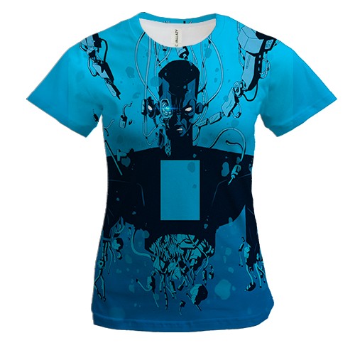 Жіноча 3D футболка Любов смерть і роботи. блакитний