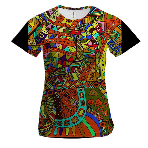 Женская 3D футболка Кислотные узоры