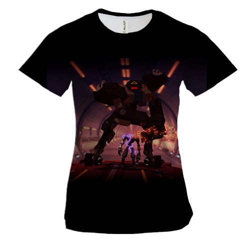 Женская 3D футболка Большой и маленький робот