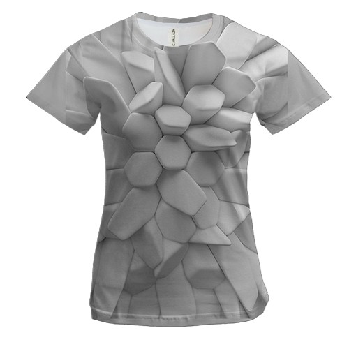 Женская 3D футболка Белая 3D абстракция