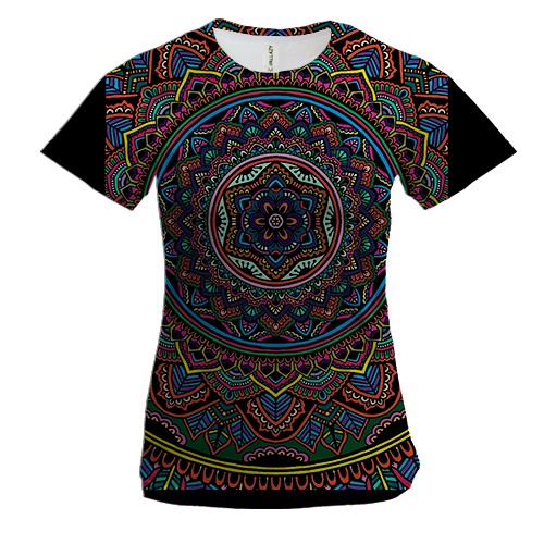 Жіноча 3D футболка Червона мандала