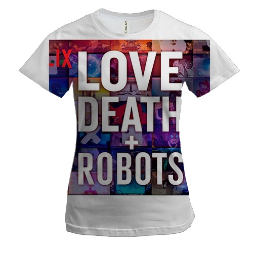 Жіноча 3D футболка Love death + robots.