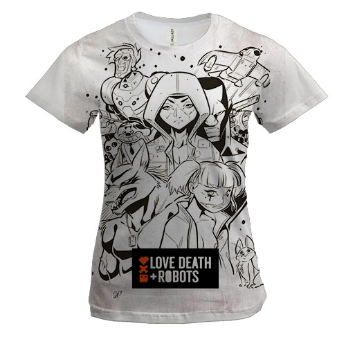 Жіноча 3D футболка Любов смерть і роботи рисунок