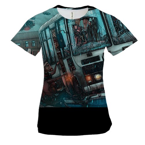 Жіноча 3D футболка футуристичний автобус