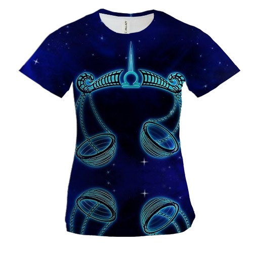 Женская 3D футболка со знаком зодиака Весы (2)
