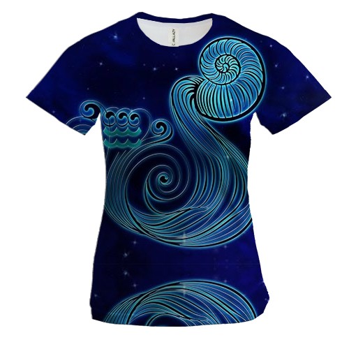 Женская 3D футболка со знаком зодиака Водолей (2)