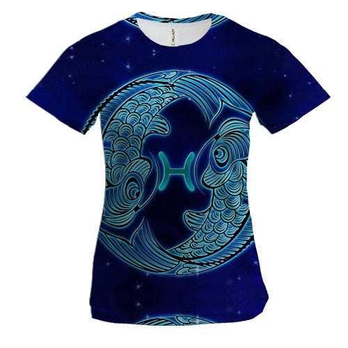 Жіноча 3D футболка зі знаком зодіаку Риби (2)