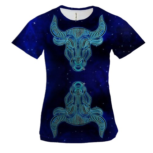 Жіноча 3D футболка зі знаком зодіаку Тілець (2)