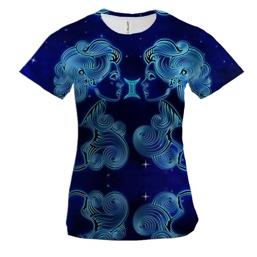 Жіноча 3D футболка зі знаком зодіаку Близнюки (2)