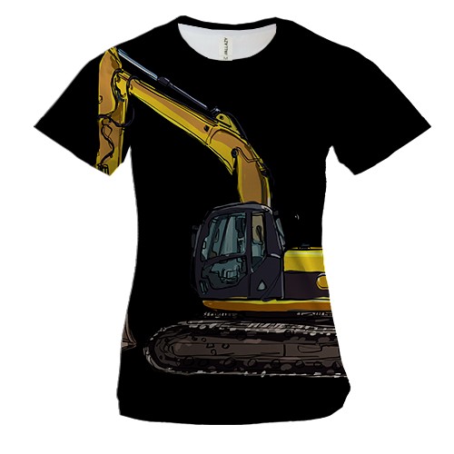 Женская 3D футболка Экскаватор