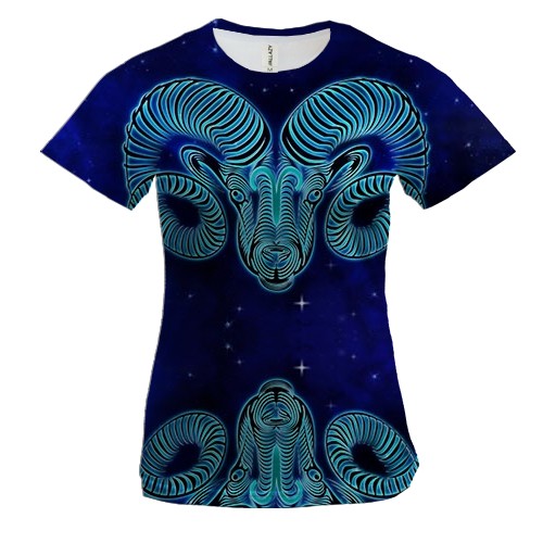Жіноча 3D футболка зі знаком зодіаку Овен (2)