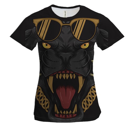 Женская 3D футболка Cougar with glasses