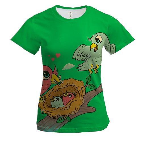 Жіноча 3D футболка Bird family