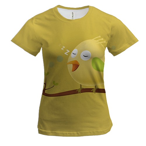 Жіноча 3D футболка Yellow bird sleeping