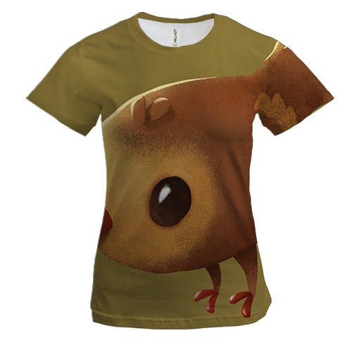 Женская 3D футболка Brown bird