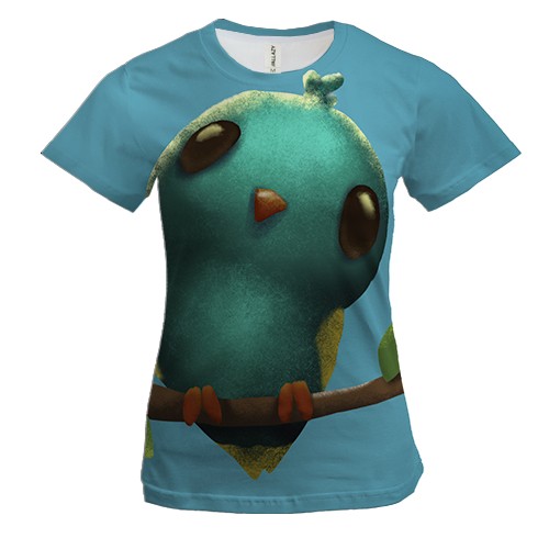 Женская 3D футболка Blue bird