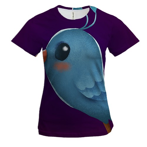 Женская 3D футболка Light-blue bird