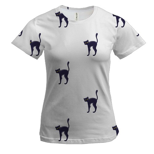 Женская 3D футболка Black cat pattern