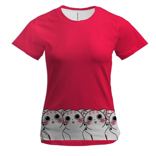 Женская 3D футболка Japanese kitten