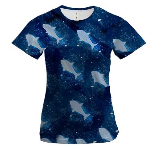 Женская 3D футболка Blue fish pattern