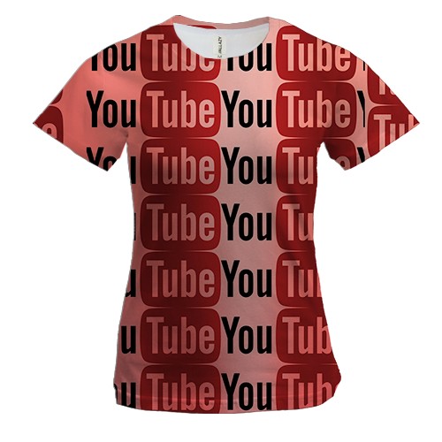 Женская 3D футболка YouTube pattern