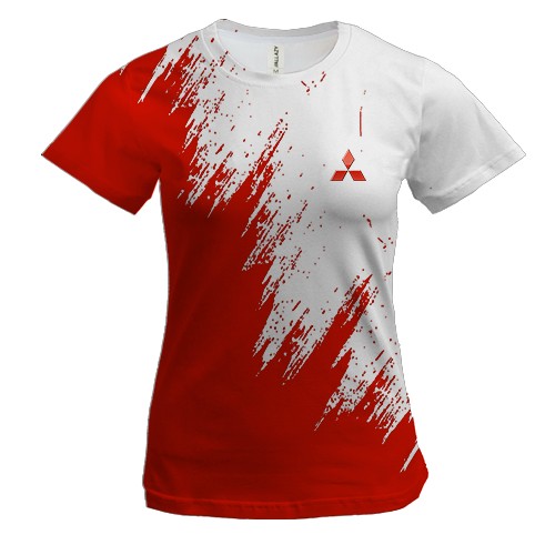Женская 3D футболка Mitsubishi (бело-красный)