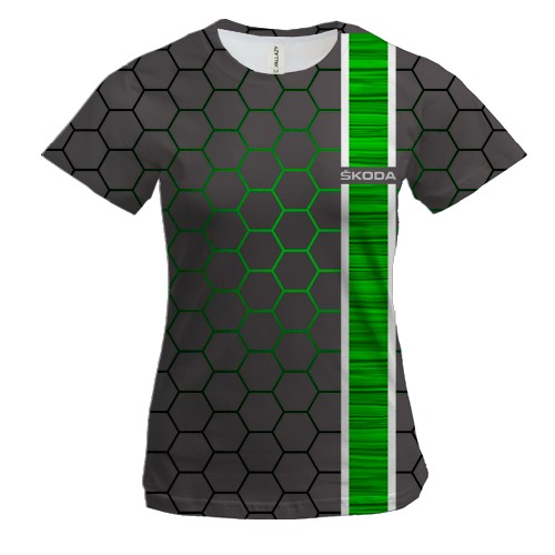 Женская 3D футболка Skoda (надпись)