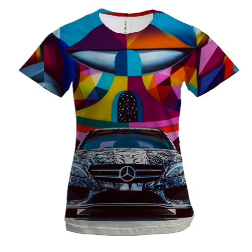 Жіноча 3D футболка Mercedes Street Art