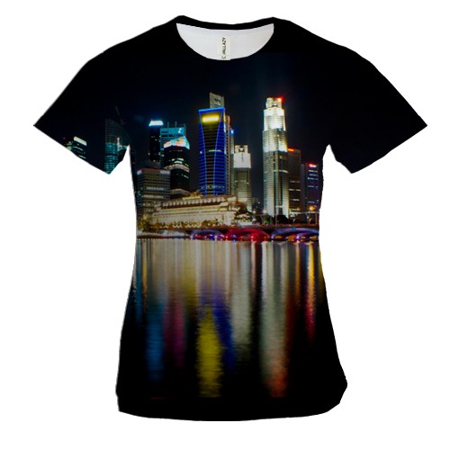 Жіноча 3D футболка з нічним Сінгапуром