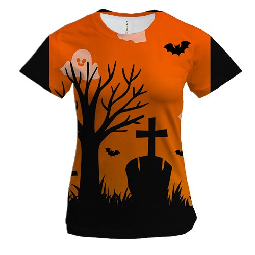 Жіноча 3D футболка з могилами і привидами