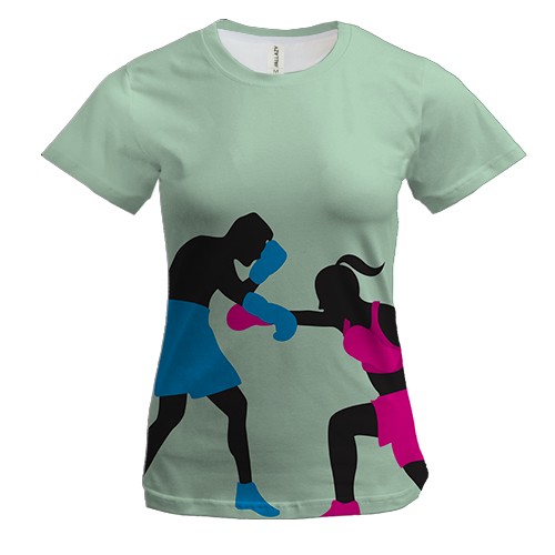 Женская 3D футболка Boy and Girl Boxing