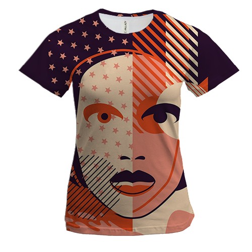 Женская 3D футболка Face Collage