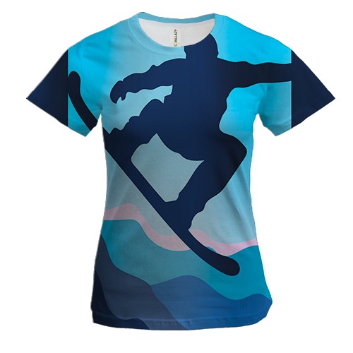Жіноча 3D футболка Blue  Snowboarder