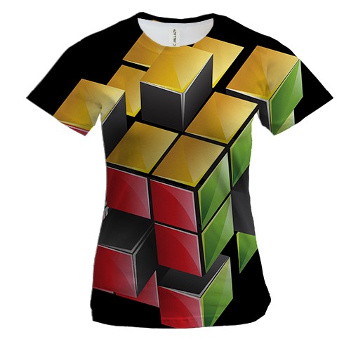 Женская 3D футболка с кубиком Рубика 2