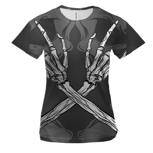 Жіноча 3D футболка Hands of Skeleton