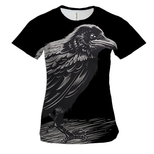 Жіноча 3D футболка з чорним вороном